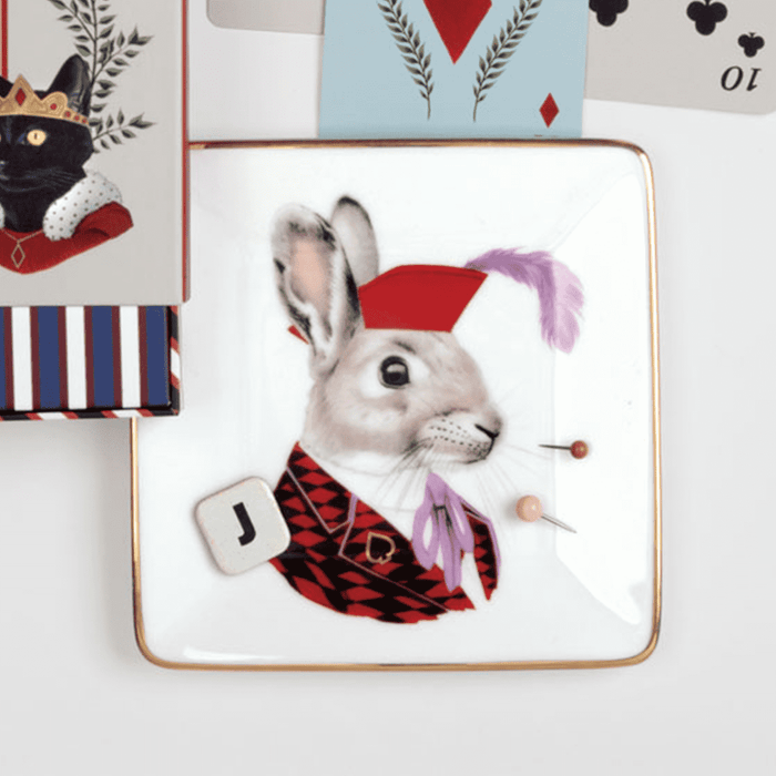 Berkley Bestiary Jack Rabbit Square Tray Porcelain Trays Galison