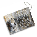 Birchos Mashiach prayer card keychain with metal chain attachment, featuring Hebrew text on clear plastic card with gold accents