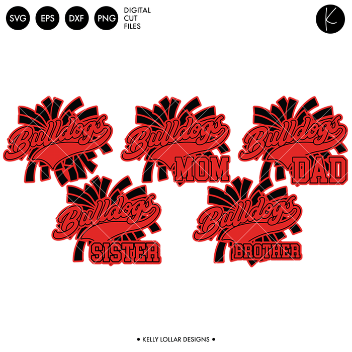 Bulldogs Pom Squad Bundle | SVG DXF EPS PNG Cut Files