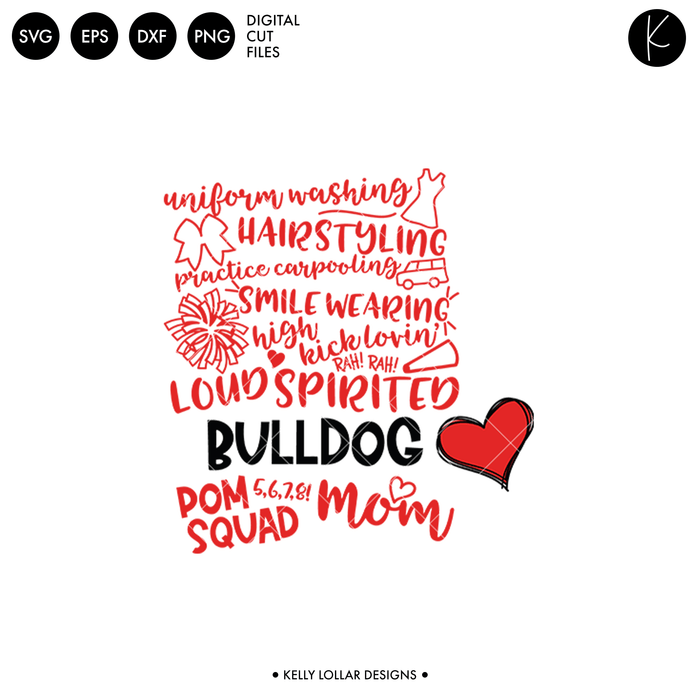 Bulldogs Pom Squad Bundle | SVG DXF EPS PNG Cut Files