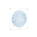 Blue watercolor Calligraphy Aleph Bais wall art with Hebrew letters, framed floating design for kids' rooms and nurseries.