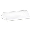 Clear acrylic card holder displaying a slanted design, perfect for organizing 4x8.5 inch cards and documents upright.
