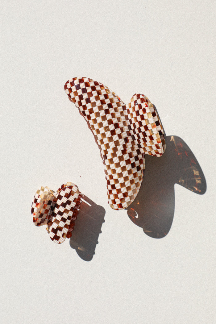 Checkered Tortoise Hair Clip