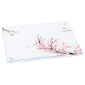 Cherry Blossom Challah Board with pink floral branch design on white ceramic, from Waterdale Collection's Shabbat tabletop collection.