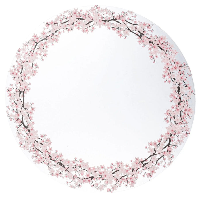 Cherry Blossom Chargers with delicate pink floral design in circular pattern on white background, elegant table charger plate