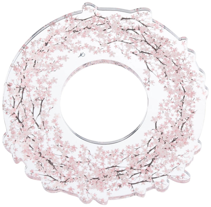 Cherry blossom napkin ring with delicate pink floral branches and beaded details, perfect for table settings and special occasions.