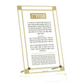 Classic 2.0 Basic Tabletop Havdalah plaque with gold accents and Hebrew text on cream background, displayed in decorative frame.