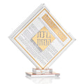 Classic 2.0 Diamond Bencher Set in white and gold, displayed on stand with elegant diamond pattern design for Shabbat and holiday table settings.