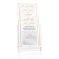 Classic 2.0 Shabbos Card Set in clear lucite with gold Hebrew text and English prayers, elegant religious gift for Shabbat observance.