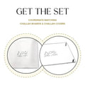 Classic white ceramic challah board and cover set by Waterdale Collection, shown in two circular product photos displaying the serving board and matching lid.
