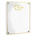 Classic custom print wall art with gold text on white background, displayed in sleek frame with corner mounts.