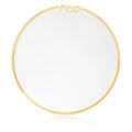 Classic Pesach Charger with gold border and white center, elegant table charger for holiday dining by Waterdale Collection.