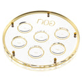 Classic Script Seder Plate with clear lucite base and gold trim, featuring seven compartments for Pesach ceremonial foods