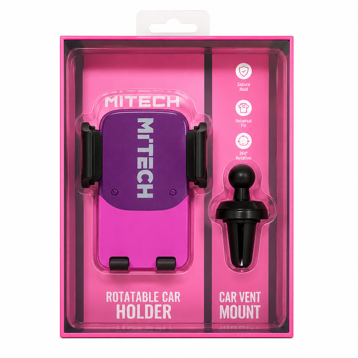 Clear & Sturdy Rotatable Car Vent Mount - Pink