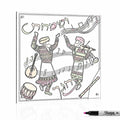 V'samachta B'Chagecha acrylic coloring wall art by Waterdale Collection, two dancing chassidim with violin and drum