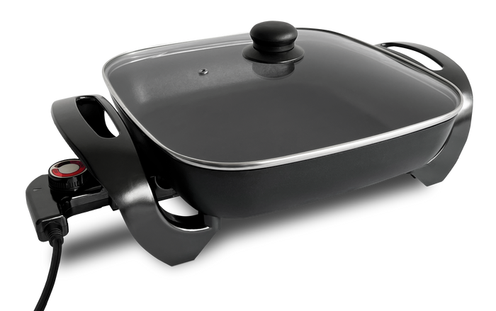 Complete Cuisine 12-Inch Non-Stick Electric Skillet with Glass Cover- Family Sized 4.5 quarts