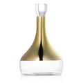Contemporary white wine decanter with gold accents and stopper, featuring a modern geometric silhouette design