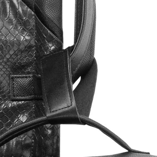 Crystal-studded black leather lulav case with carry handle and top loop for hanging, for Succos (סוכות)