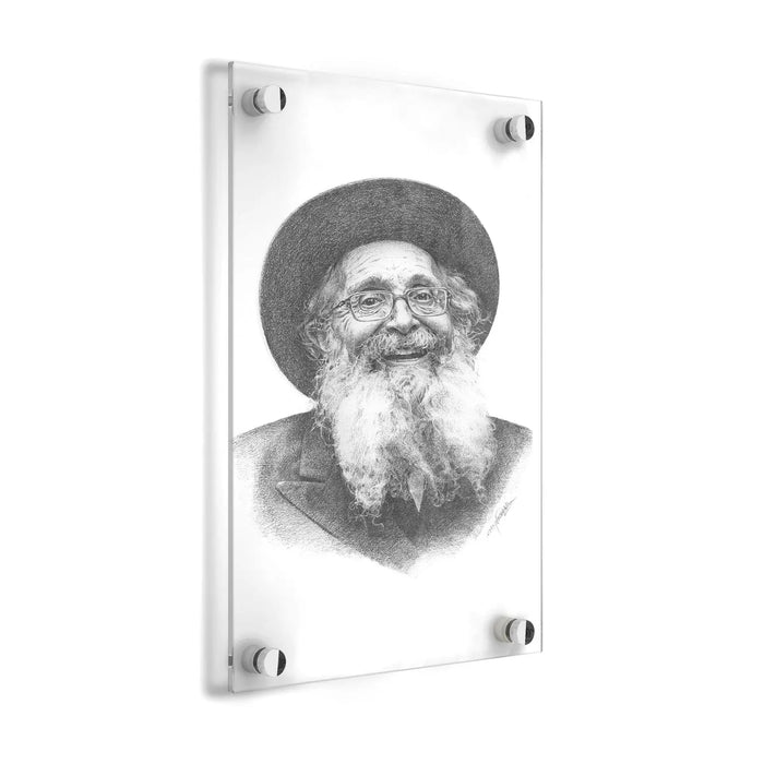 Gadol sketch wall art print in black and white, mounted in clear acrylic frame with metal hardware, available in multiple sizes.