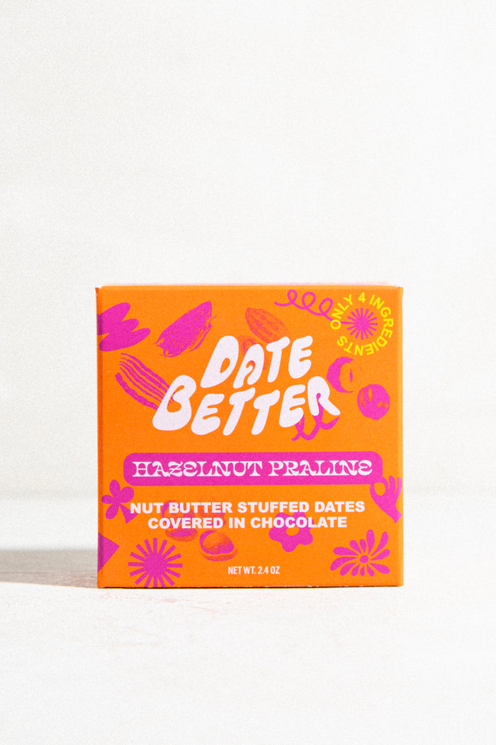 Dark Chocolate Covered Dates / Hazelnut Praline