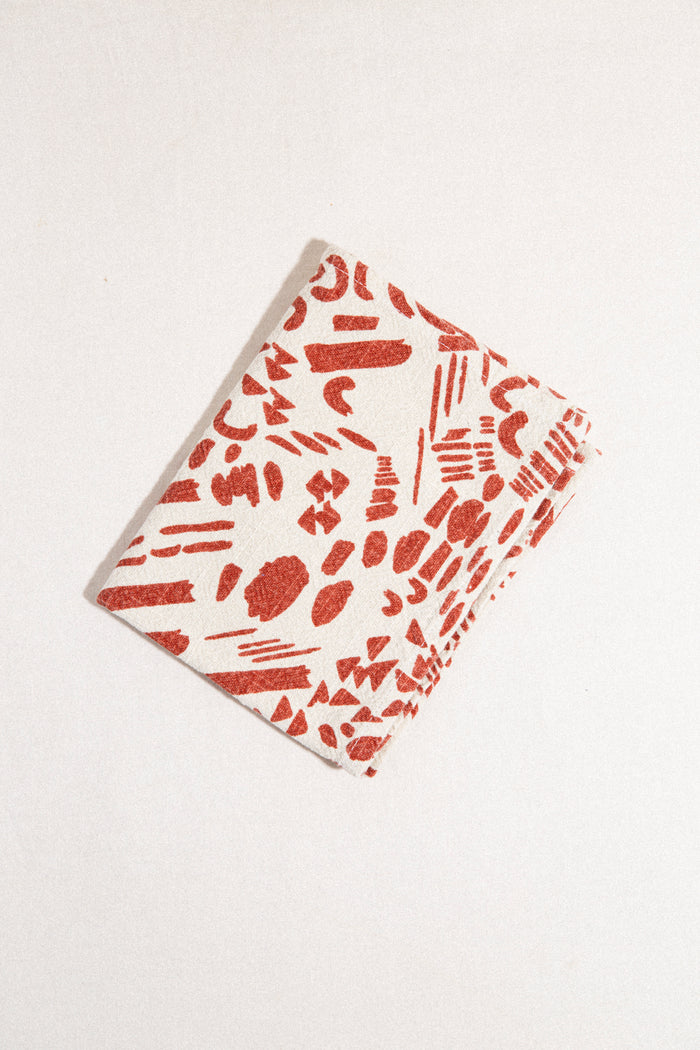Dashes Tea Towel / Brick + Cream