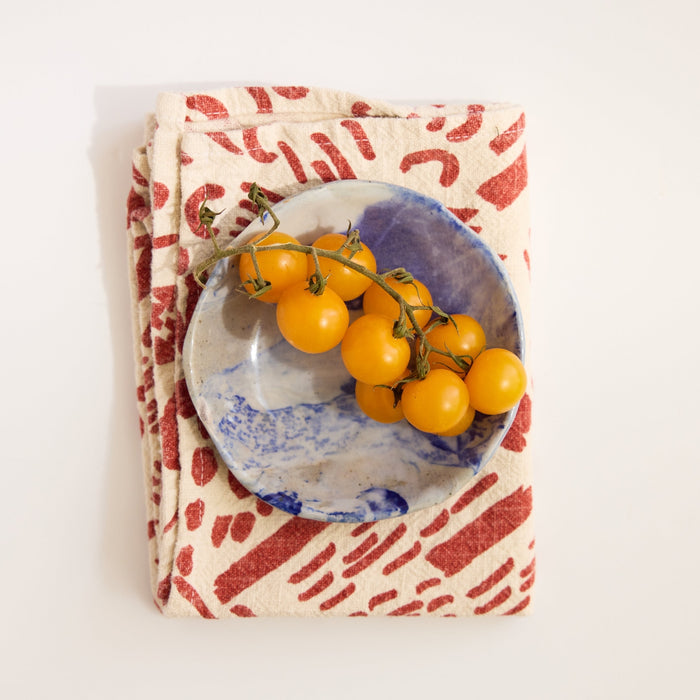 Dashes Tea Towel / Brick + Cream