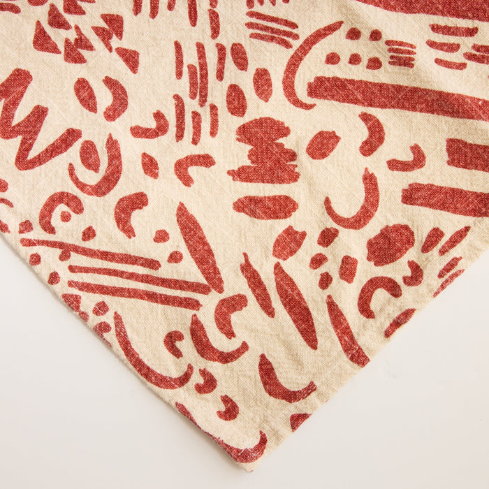 Dashes Tea Towel / Brick + Cream