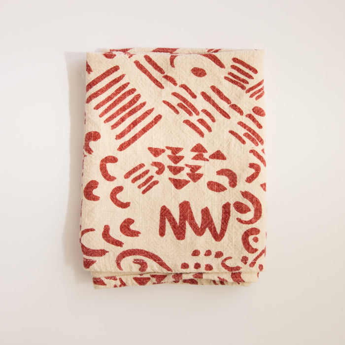 Dashes Tea Towel / Brick + Cream