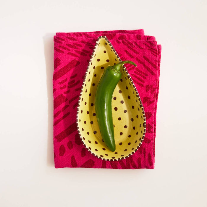 Dashes Tea Towel / Brick + Hot Pink