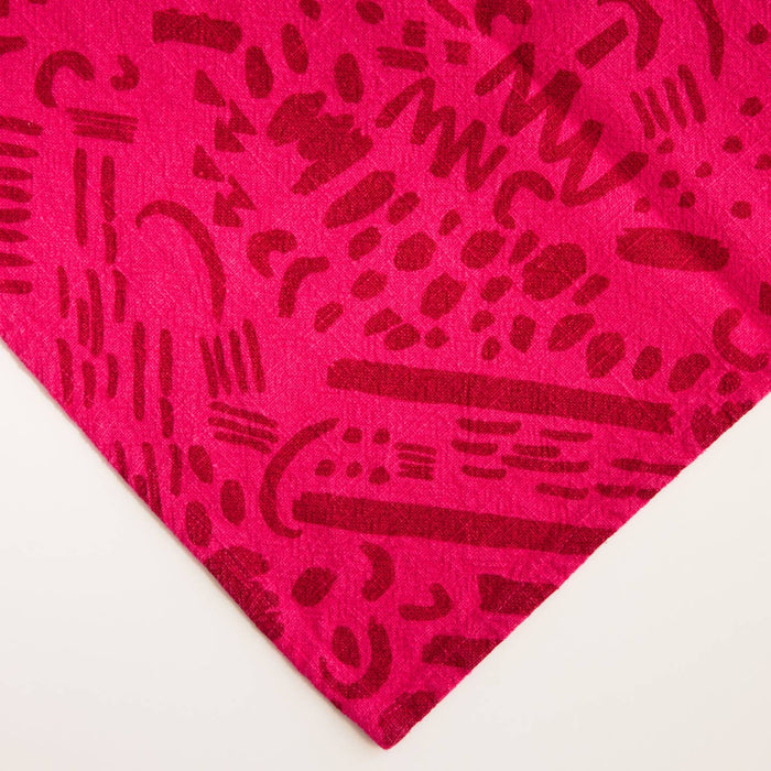 Dashes Tea Towel / Brick + Hot Pink