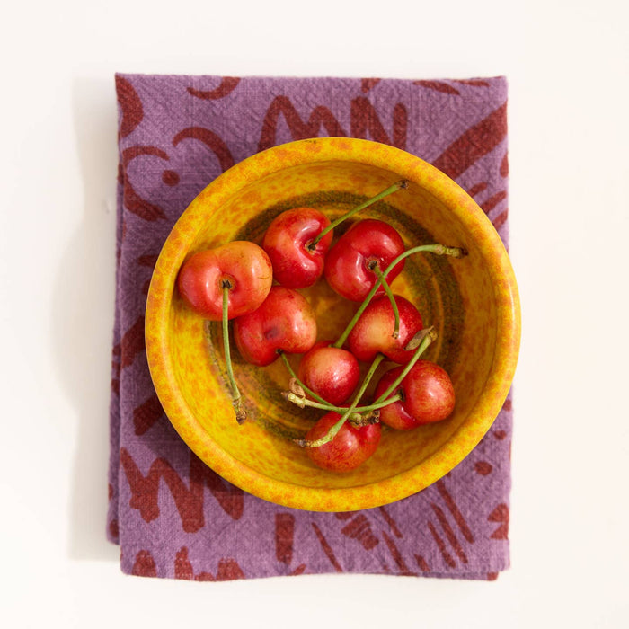 Dashes Tea Towel / Brick + Misty Mauve
