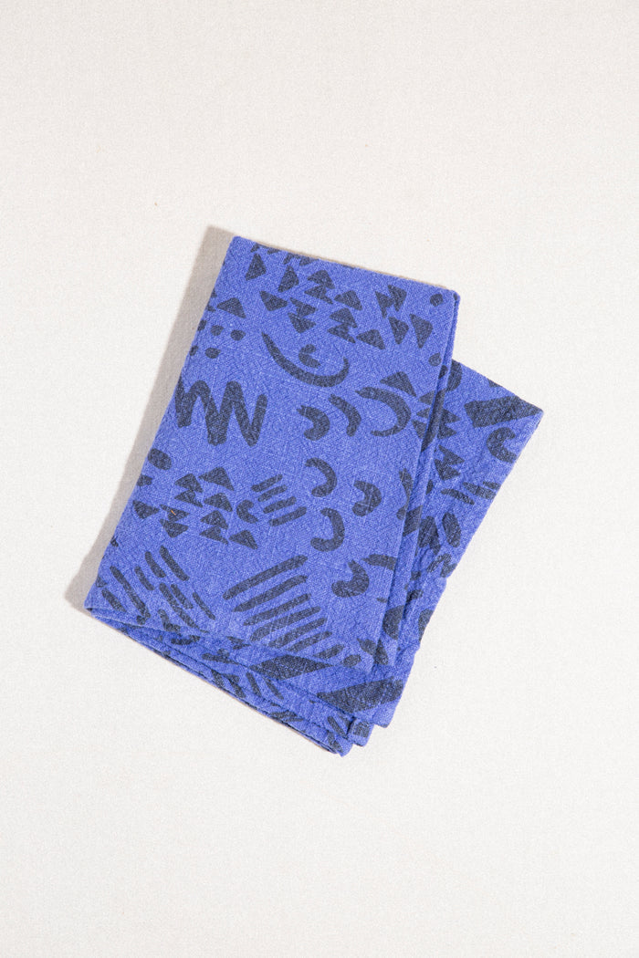 Dashes Tea Towel / Charcoal + Amparo Blue