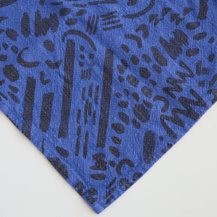 Dashes Tea Towel / Charcoal + Amparo Blue