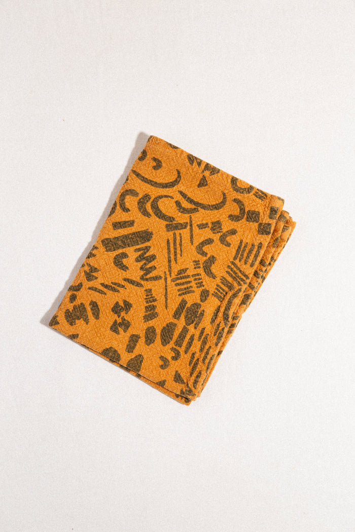 Dashes Tea Towel / Charcoal + Deep Gold