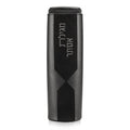 Black Diamond Leather Megillah Case with textured geometric pattern, standing upright on white background