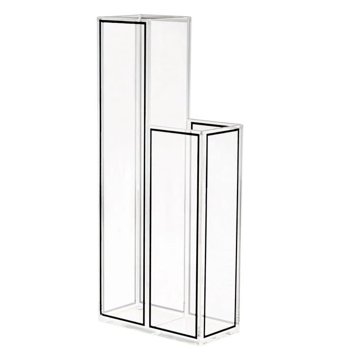 Double Outline Vase by Waterdale Collection featuring two nested rectangular forms in white, modern minimalist floral vase design.
