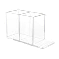 Clear acrylic double Shabbos candle holder by Waterdale Collection, featuring two compartments on a rectangular base for Shabbat candle lighting.