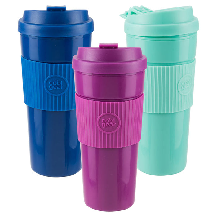 Eco 2 Go Coffee Mug with Protective Removable Band | Dishwasher Safe, Spill proof, Double-Wall Insulated, 4 Pack
