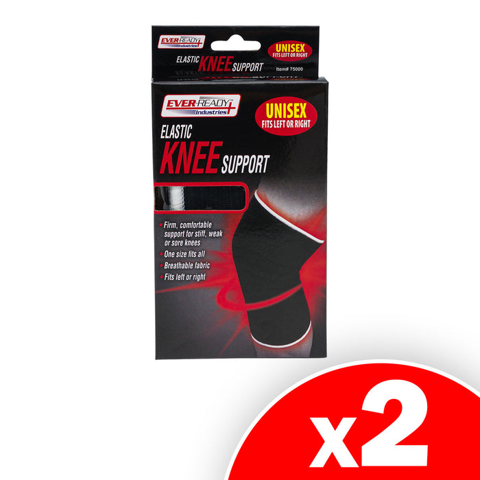 Elastic Knee Support Sleeve for Stability & Firm Support- Breathable Fabric, One Size Fits Most, 2 Pack