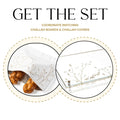 Embroidered leaf challah board with matching pouch set featuring wooden handles and white linen fabric from Waterdale Collection.