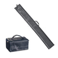 Embroidered navy leather lulav case with carrying handle and matching storage bag for Sukkot holiday.