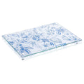 Blue and white French toile Challah board with delicate floral pattern, ceramic tray for Shabbat dining.