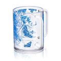 Blue and white French toile washing cup with decorative botanical patterns, perfect for Shabbat and holiday gifting.