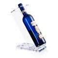 Blue and white marble French Toile wine stand holding a bottle, elegant wine holder for Shabbat and holiday entertaining