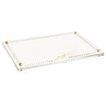 Cream Hemstitch Challah Board with gold corner accents and decorative border stitching, perfect for Shabbat table settings.