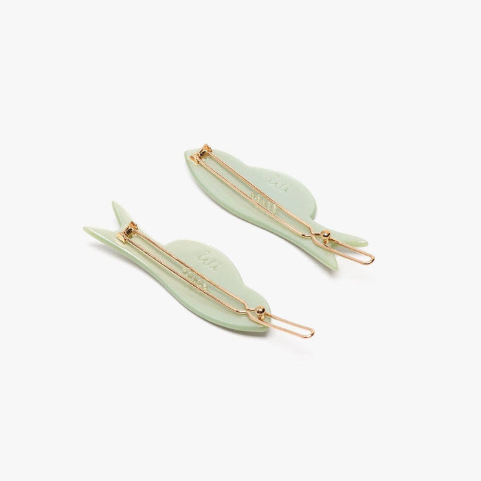 Jade Fish Barrette Pair