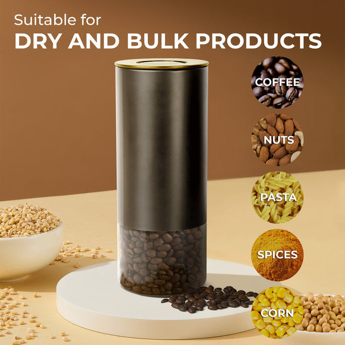 Kaffe Coffee Canister, Perfect Coffee Container Airtight, Smart Coffee Canister for Ground Coffee, Glass Jar