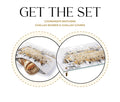 Kosel at Winter Painted Challah Set by Waterdale Collection featuring two decorative ceramic challah boards with winter landscape designs in gold and cream tones.
