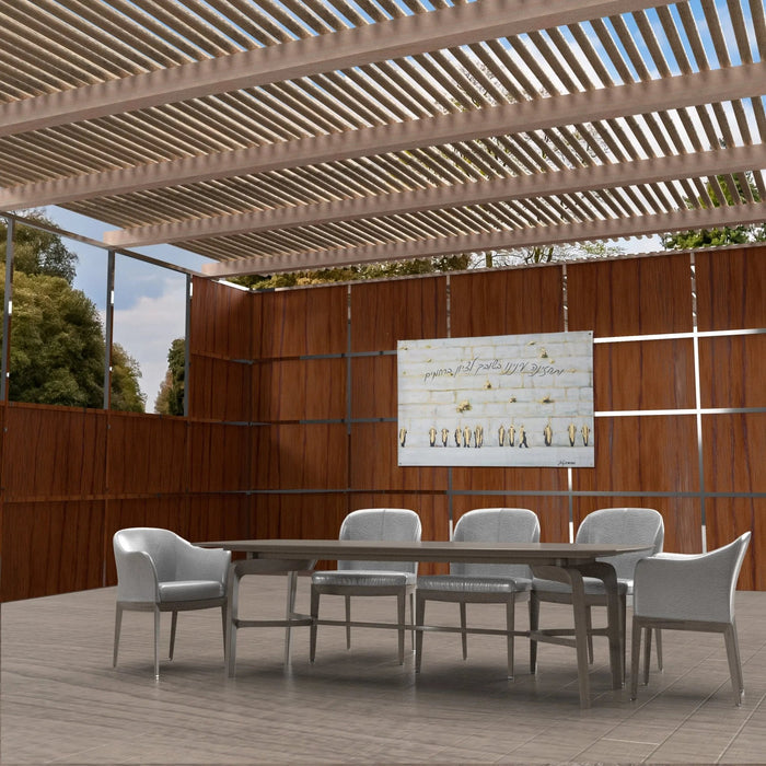 Kosel by Judy sukkah mural on a wooden sukkah wall, 36" x 24" painted vinyl Jerusalem art for Succos