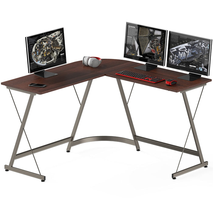 L-Shaped Computer Gaming Desk, 51"D x 51"W x 28.5"H, Walnut